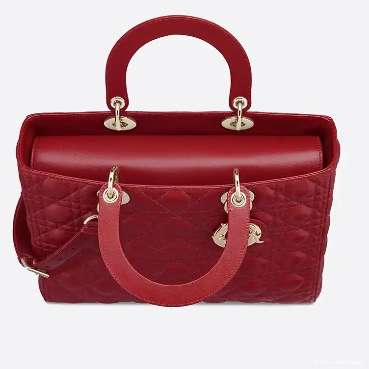 Cheap Gold Cannage Lady Bag Large Lambskin Dior Red 0622 Luxury